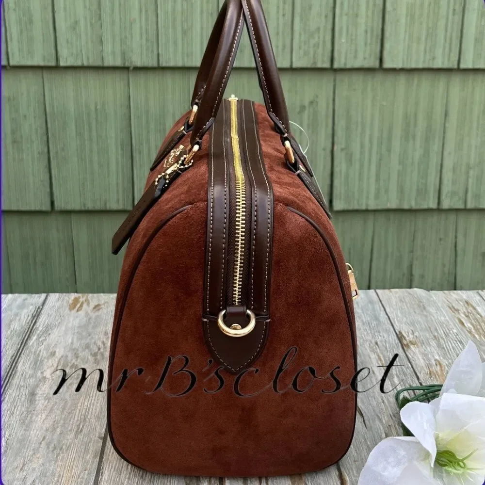Authentic Coach Rowan Large Satchel Bag In Suede Purse